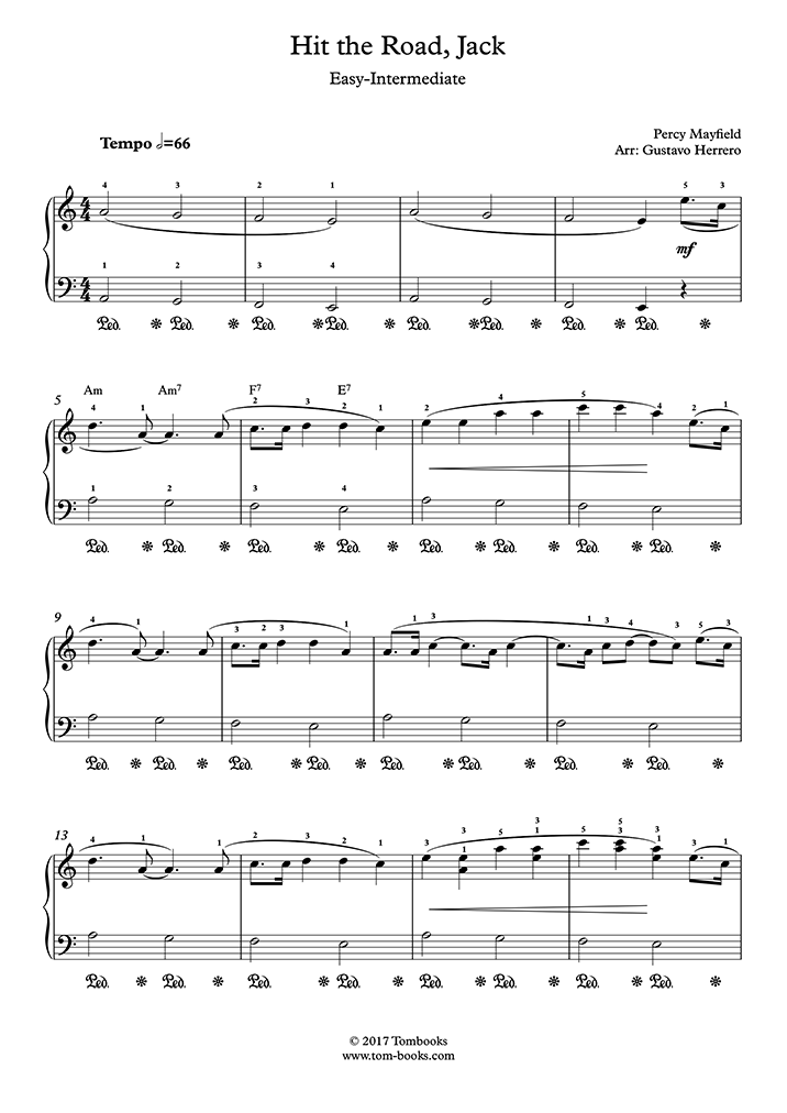 Piano Sheet Music Hit the Road Jack (Easy/Intermediate Level) (Ray Charles) Piano Sheet Music Hit the Road Jack (Easy/Intermediate Level) (Ray Charles)